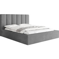 POLSTERBETT Amira mit Bettkasten, Grau Samt 180x200 cm - Birkefarben/Hellgrau, Holzwerkstoff/Kunststoff (180/200cm) - WFL GROUP