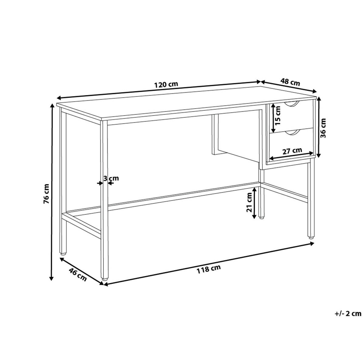 SCHREIBTISCH heller Holzfarbton 120/48/76 cm Grant - Hellgrau, Holzwerkstoff (48/120/76cm) - Beliani