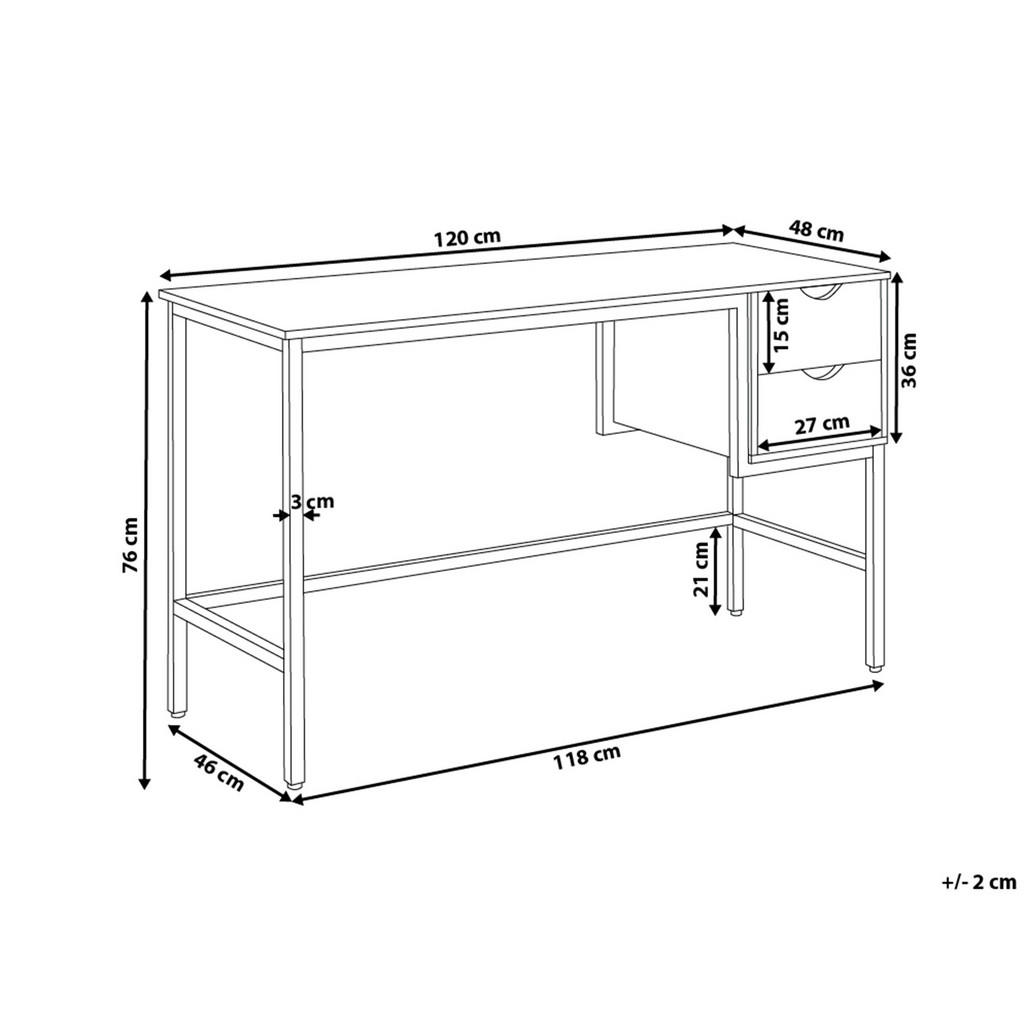 Thumbnail - Beliani Schreibtisch, Hellgrau, Holzwerkstoff, 120x76x48 cm, Arbeitszimmer, Schreibtische, Bürotische