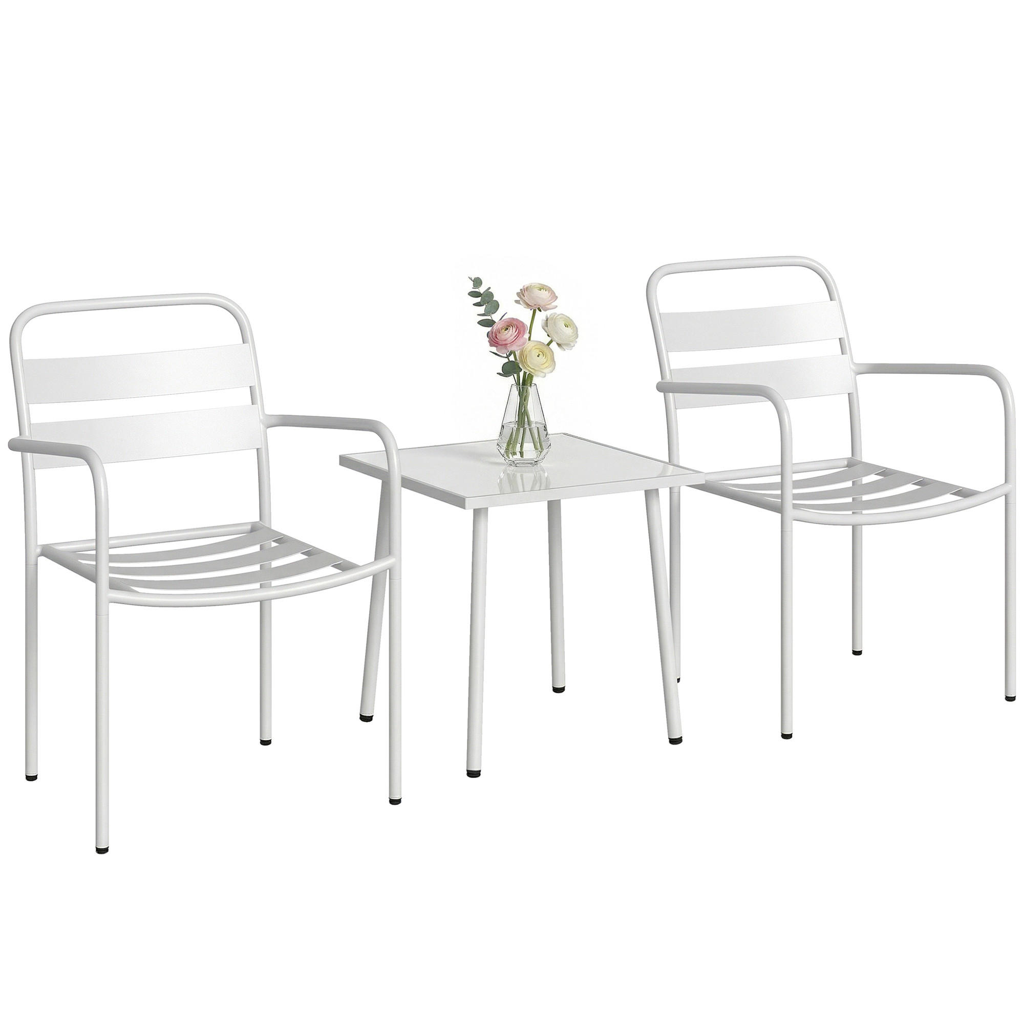 GARTEN-BEISTELLTISCHSET Weiß 3 Stück - Weiß, Naturmaterialien (58/55/82cm) - GiPP
