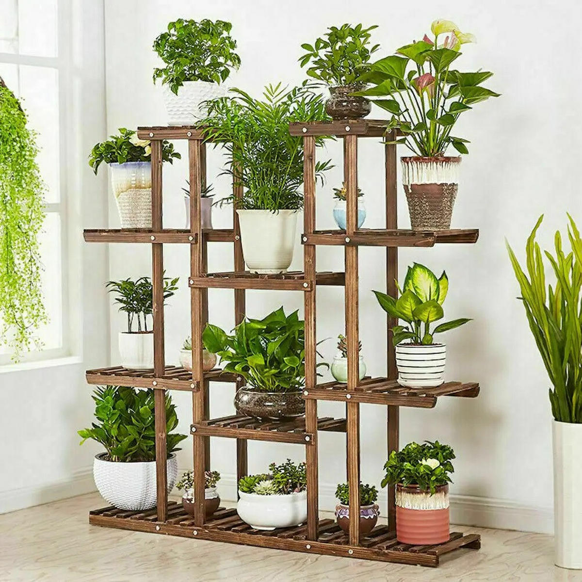PFLANZENREGAL mit 6 Ebenen, Braun - Braun, Holz (114.3/116.8/25.4cm) - Kaket