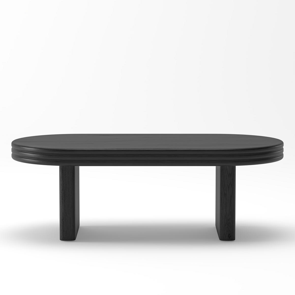 COUCHTISCH 120/60/41,5 cm Schwarz aus MDF mit ovalem Design und robustem Aufbau - Schwarz, Holzwerkstoff (120/60/41.5cm) - OKWISH
