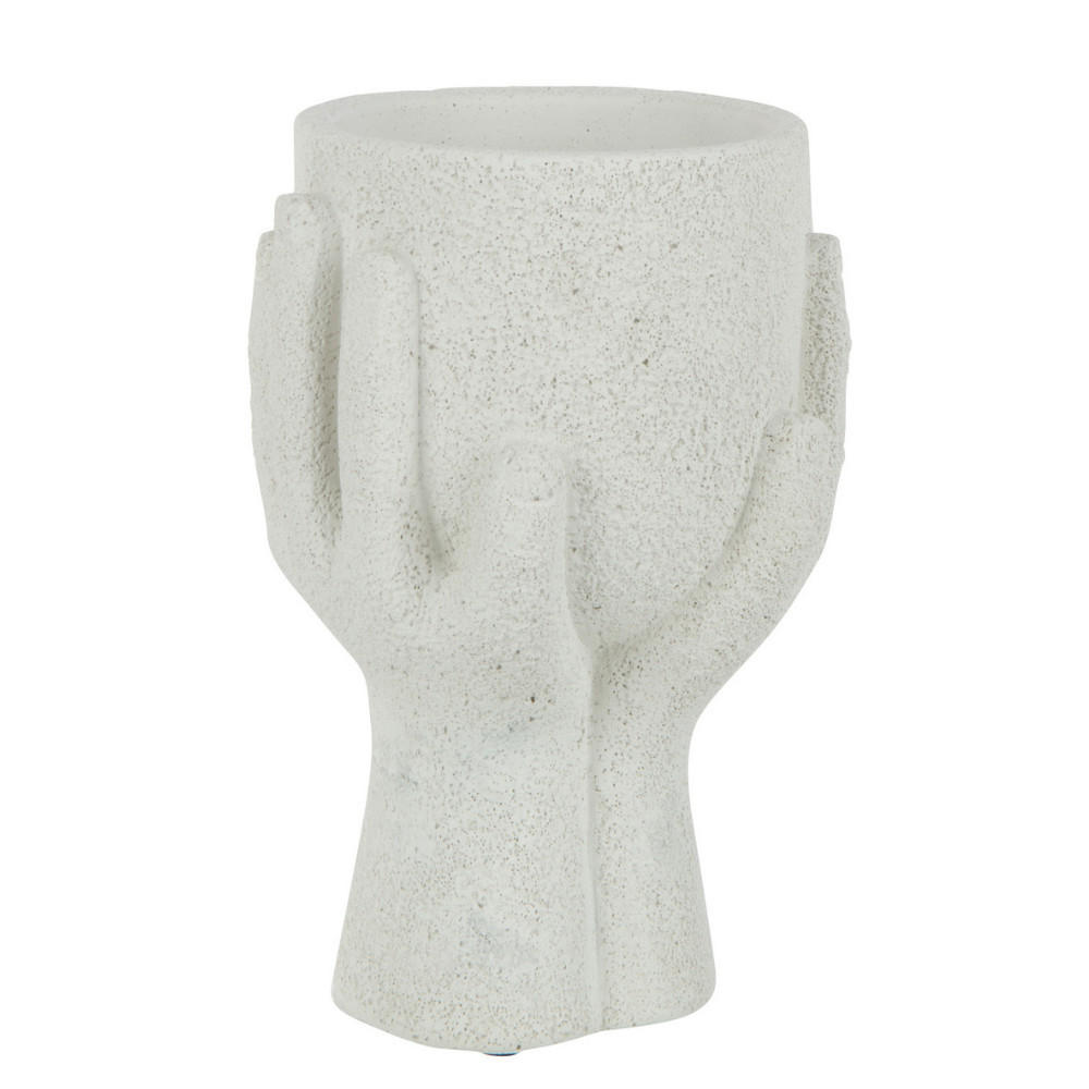 BLUMENTOPF HÄNDE - Zement - Weiß - S - 2er set - Ø 11 cm - Weiß, Stein (11/19cm) - J-Line