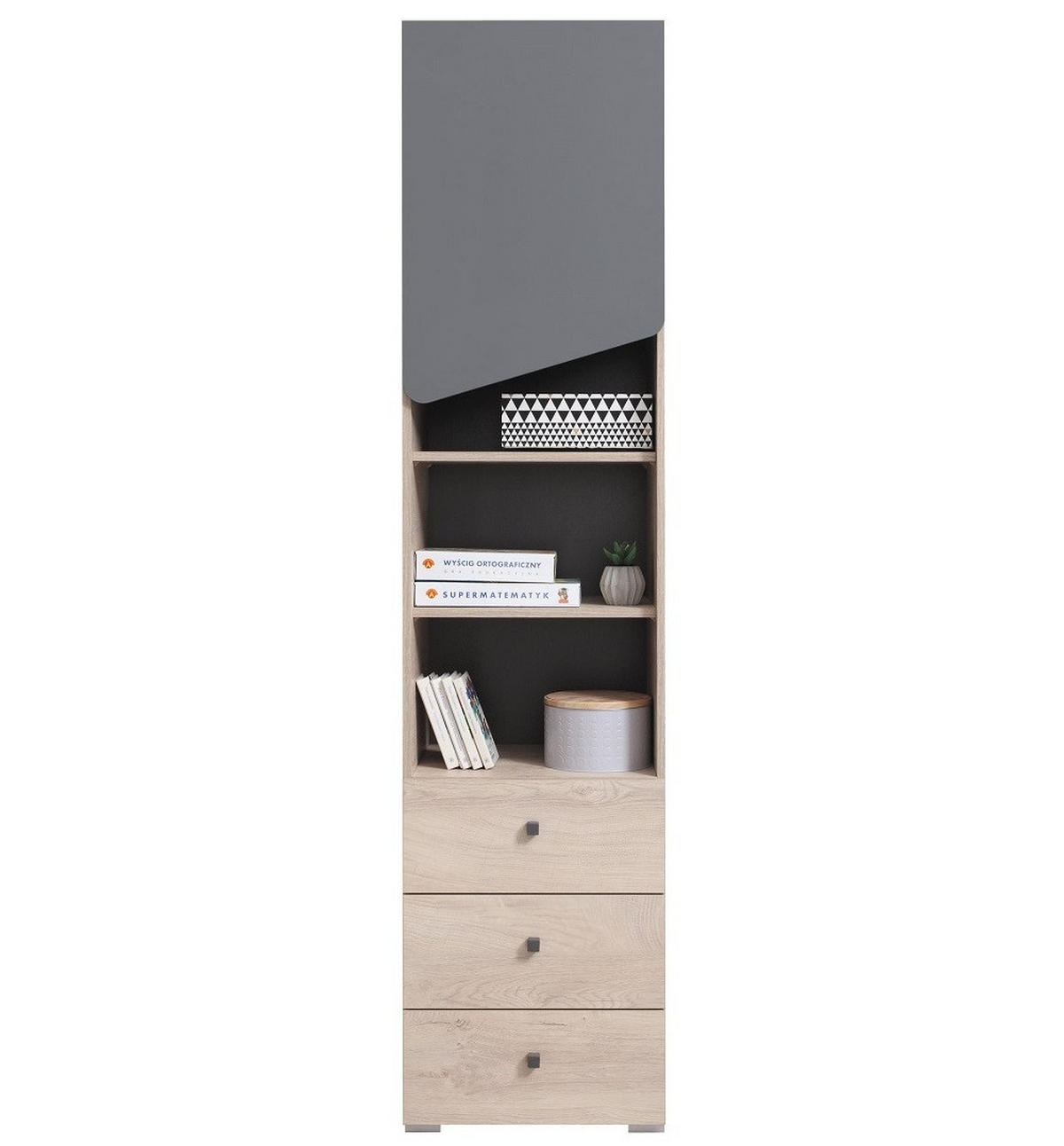 JUGENDZIMMER Davis Set B mit Bett 120 x 200 - Eiche / Anthrazit - Eichefarben/Anthrazit, Holzwerkstoff (124/85/230cm) - QMM TraumMöbel