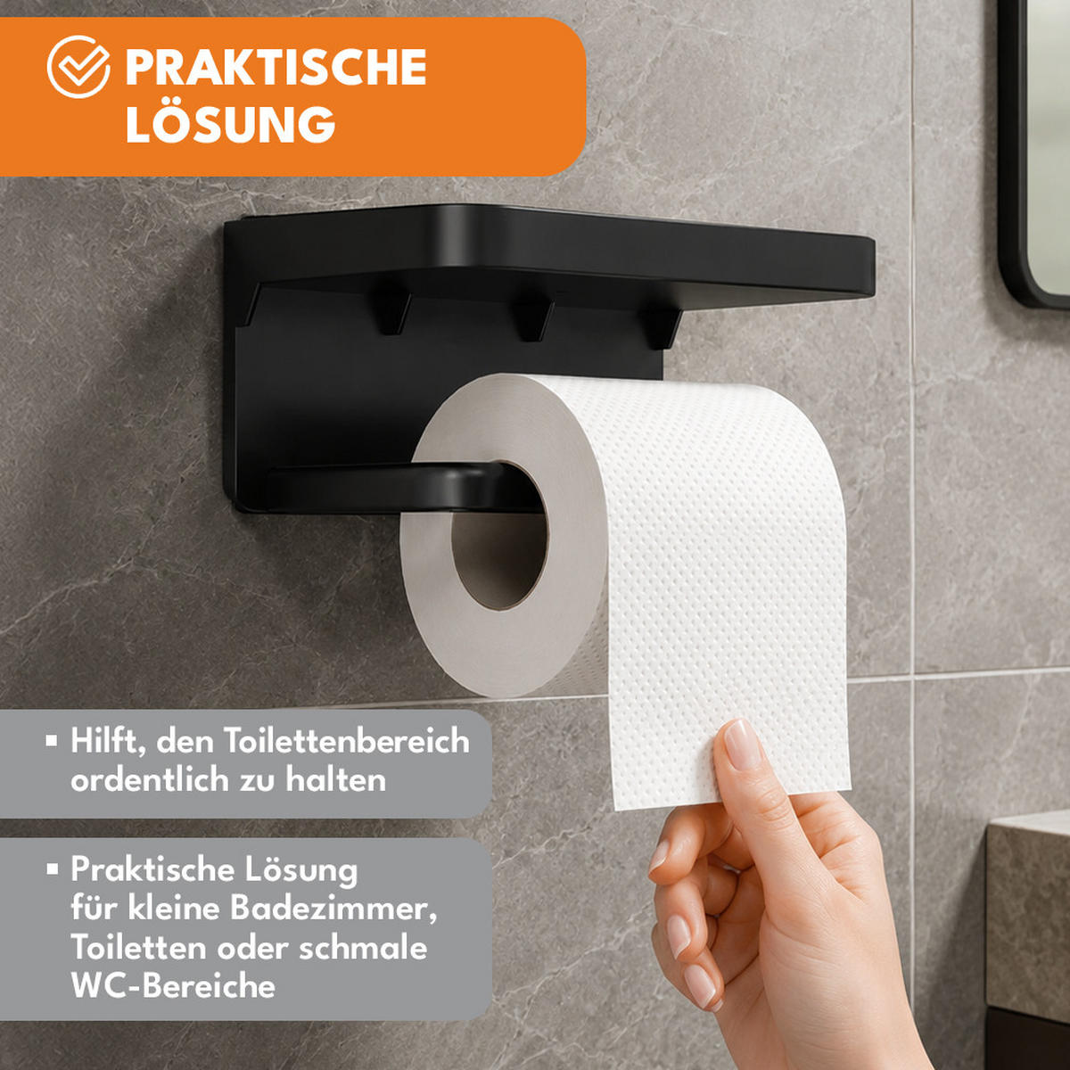 TOILETTENPAPIERHALTER, Schwarz - Schwarz, Metall (5/8/10cm) - KRUMAD