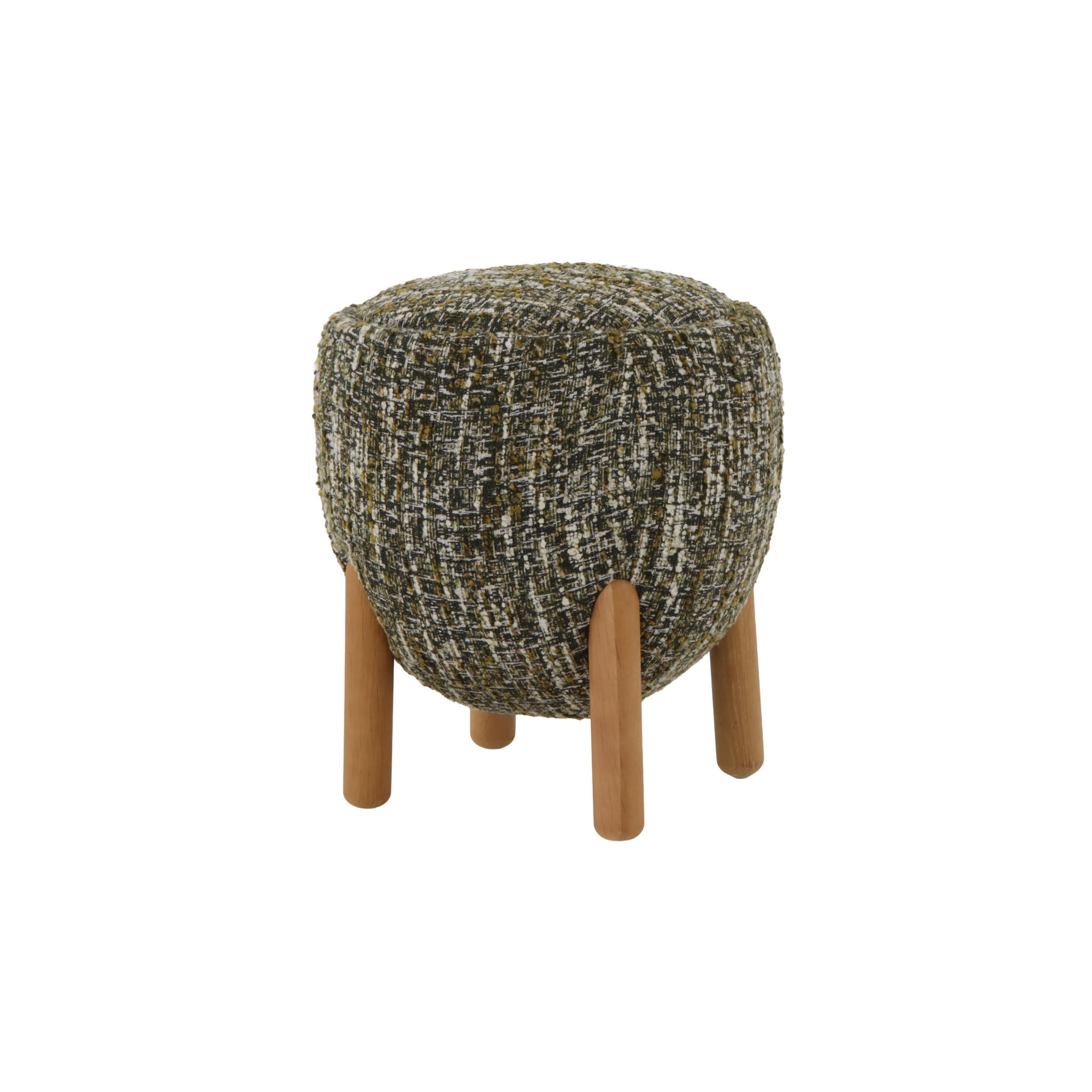 HOCKER Theo, Natur Massiveiche + grüner Stoff - Grün, Holz (45.5/52/45.5cm) - WOODEK
