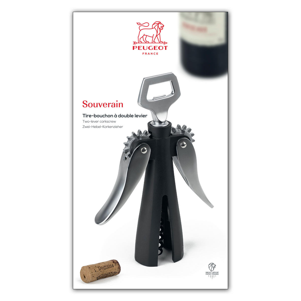 KORKENZIEHER Souverain Stahl Kunststoff - Schwarz, Kunststoff (4.5cm) - PEUGEOT