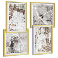 BILDER SET 4er Set - 50x50 cm & 40x60 cm Goldrahmen - Abstrakte Muster, weiß, braun - Goldfarben, Kunststoff (50/50cm) - TULUP