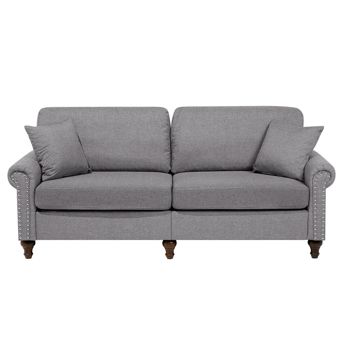 3-SITZER-SOFA Polyester Grau Otra - Hellgrau, Textil (195/84/76cm) - Beliani