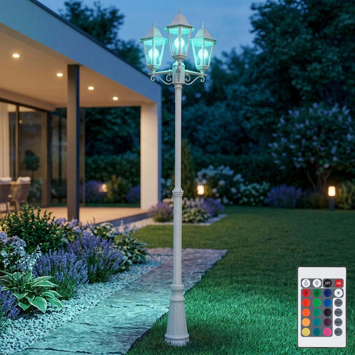 RGB LED STEHLEUCHTE NORDERNEY Weiß - Weiß, Metall (58/55/220cm)