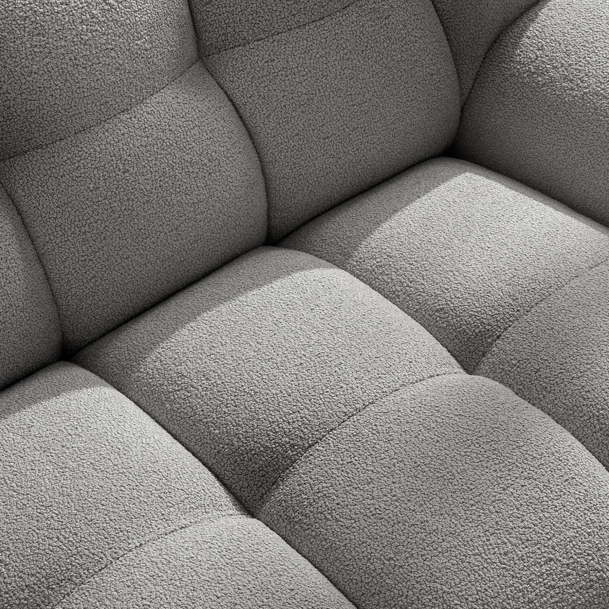 EINZELSOFA VENA Bouclé, Hellgrau - Hellgrau, Holz/Textil (225/72/105cm) - KONSIMO®