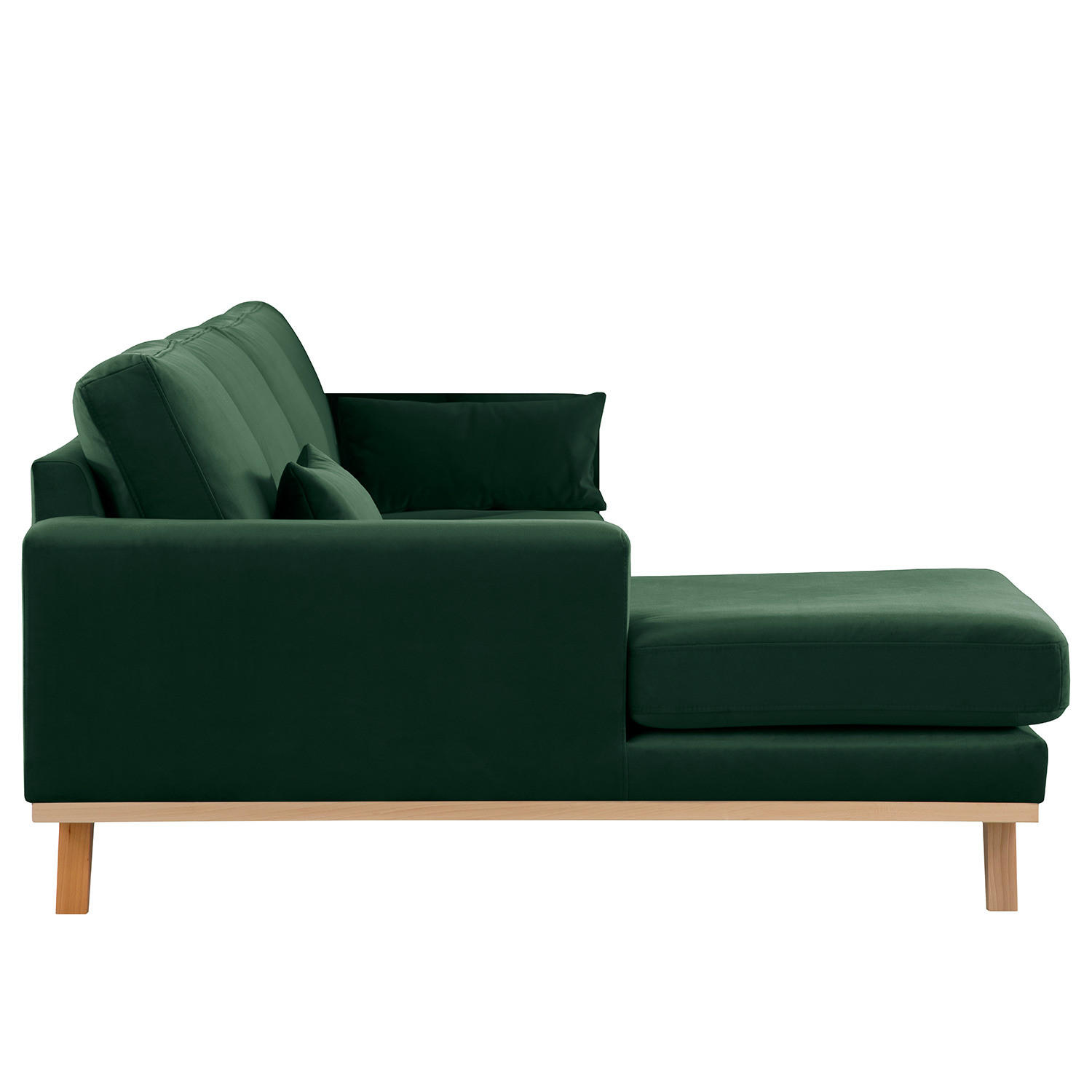 ECKSOFA mit Longchair - Buchefarben/Grün, Textil (281/153cm) - home24