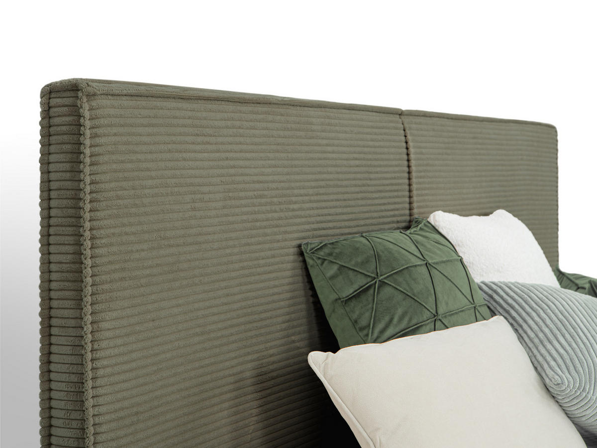 BOXSPRINGBETT Buffalo Olive 160 /200 cm H2/H3 Cord - Olivgrün, Textil (160/200cm) - wonello