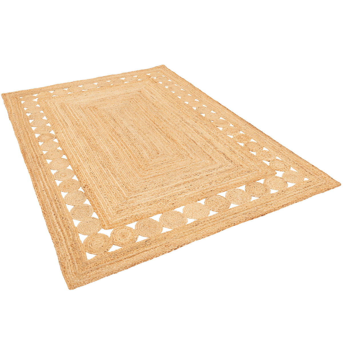 NATURFASER TEPPICH JUTE SALSA ETHNO BORDÜRE - Beige, Textil (200/300cm) - Pergamon