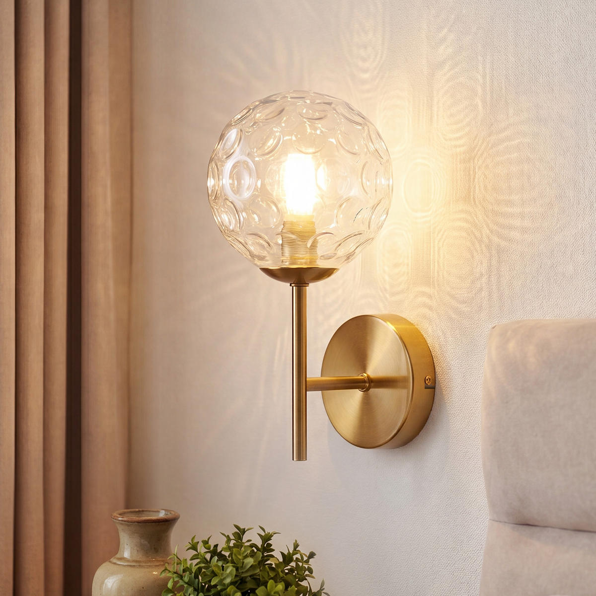 WANDLEUCHTE Tyvax 24/12/16 cm - Goldfarben, Glas/Metall (12/16/24cm) - ZMH
