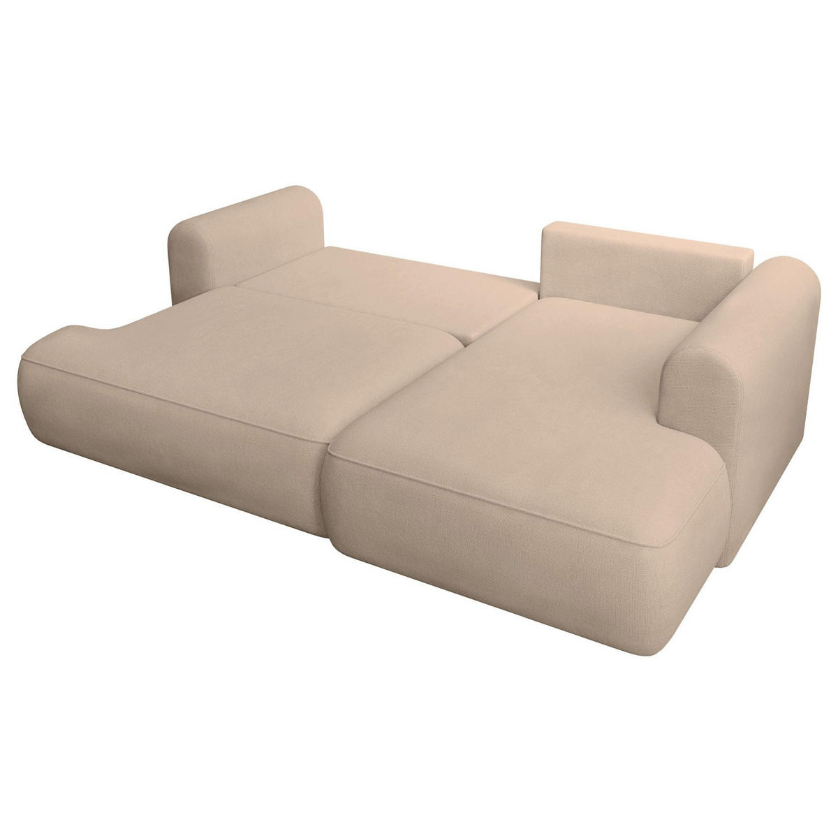 ECKSCHLAFSOFA Ovo Mini Beige Easy-Clean-Chenille-Bezug - Beige/Schwarz, Kunststoff/Textil (156/238cm) - Selsey