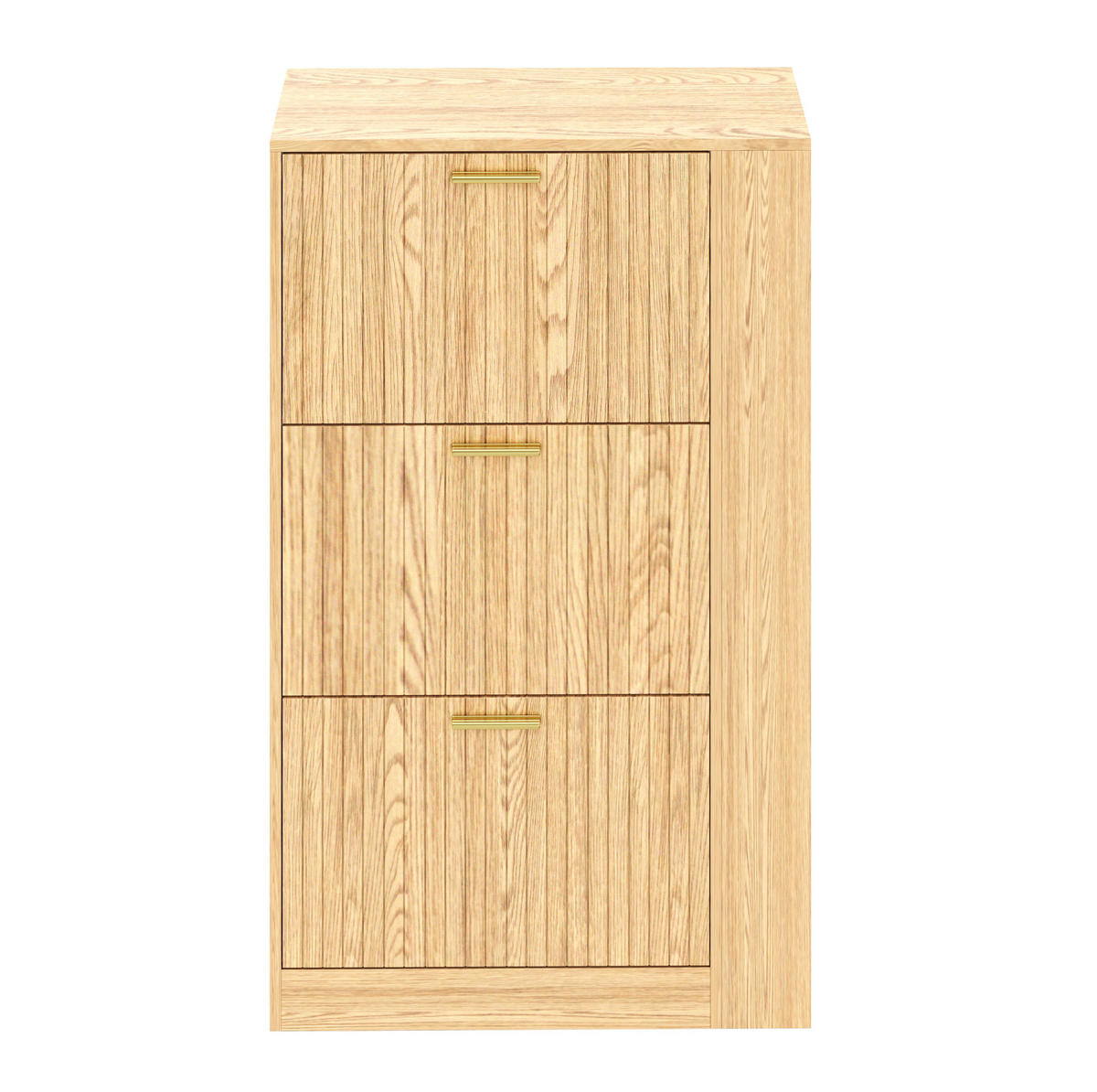 SKRINKA na topánky, 70/23,5/115 cm, MDF v prírodnej farbe, 3 dvierka a otvorené priehradky - prírodná farba, kompozitné drevo (70/115/23.5cm) - BEAOK