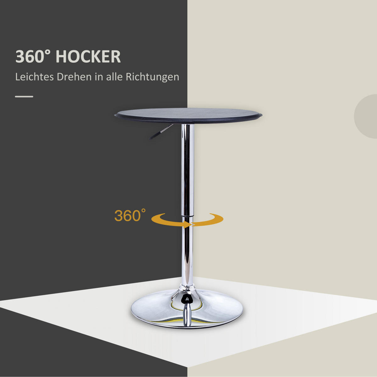 STEHTISCH 63/67-93 cm Schwarz mit Kunstleder und Chromsockel höhenverstellbar - Schwarz, Holzwerkstoff (63/63/93cm) - OKWISH