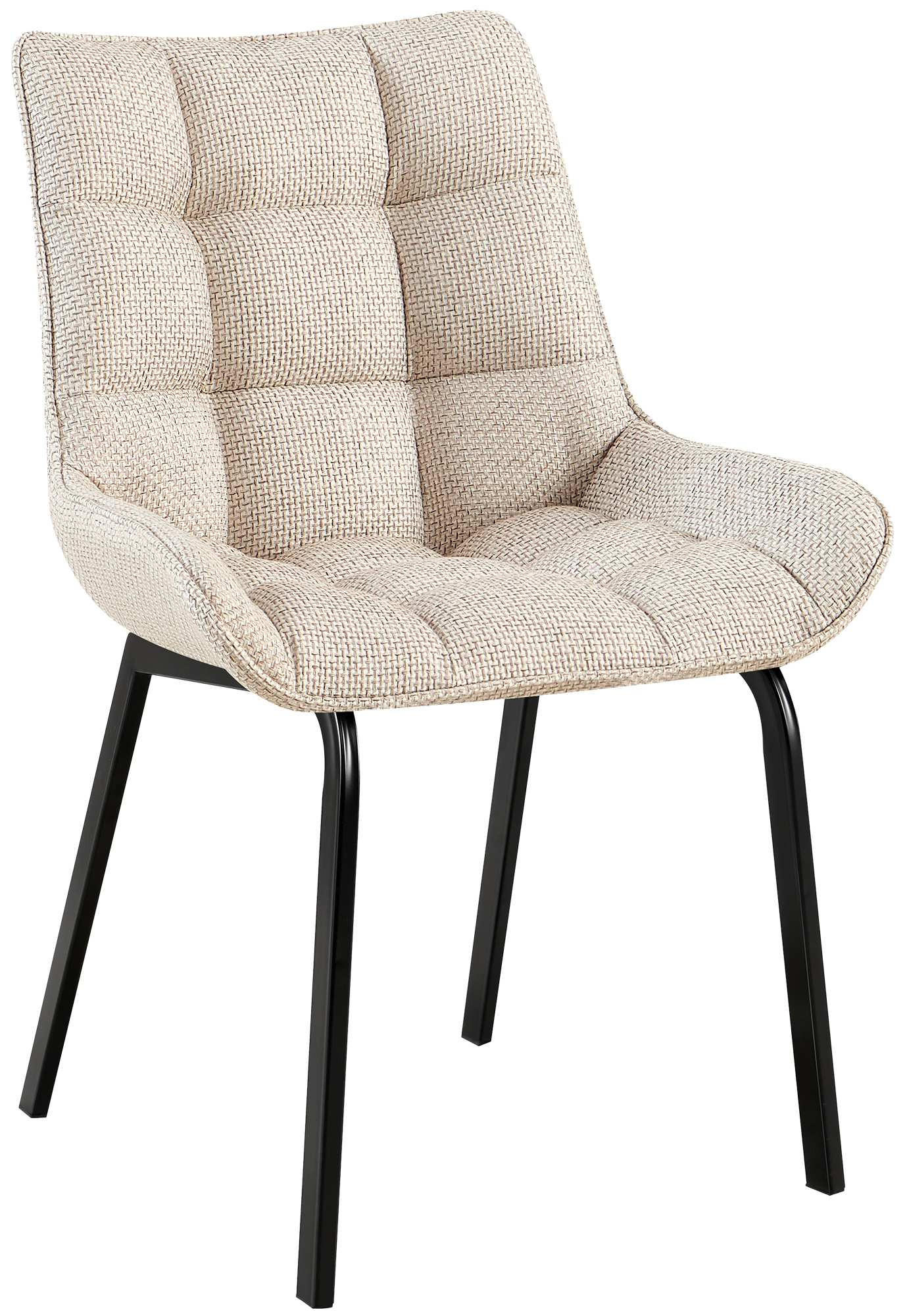 STUHL Stoff elfenbein - Creme/Schwarz, Textil/Metall (58/84/57cm) - CLP