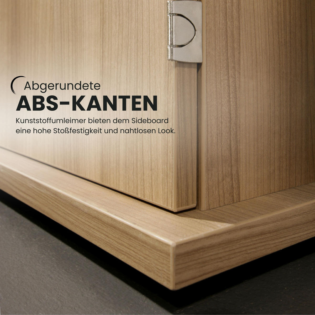 SIDEBOARD mit 2 Schübe & 2 Türen 44,8/166,1/84 cm in Nussbaumfarben/Silberfarben Knauf/Streifengriff - Silberfarben/Nussbaumfarben, Holzwerkstoff (166.1/84/44.8cm) - bümö