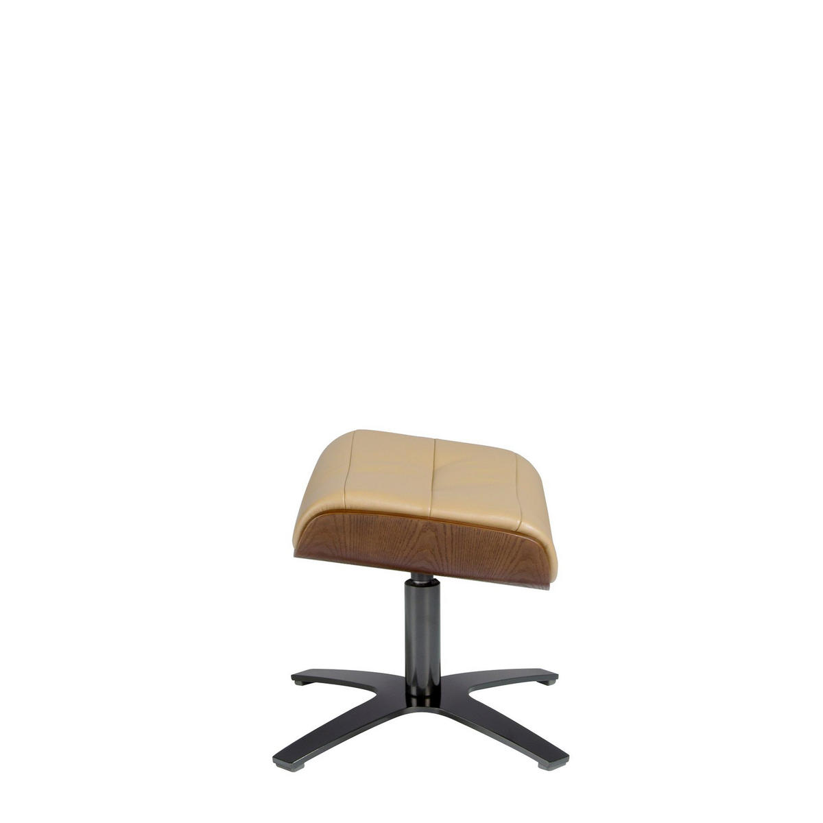 FUSSBANK Hocker aus sandfarbenem Leder 52/42/39 cm - Dunkelgrau/Beige, Leder (52/39/42cm) - ANGEL CERDA