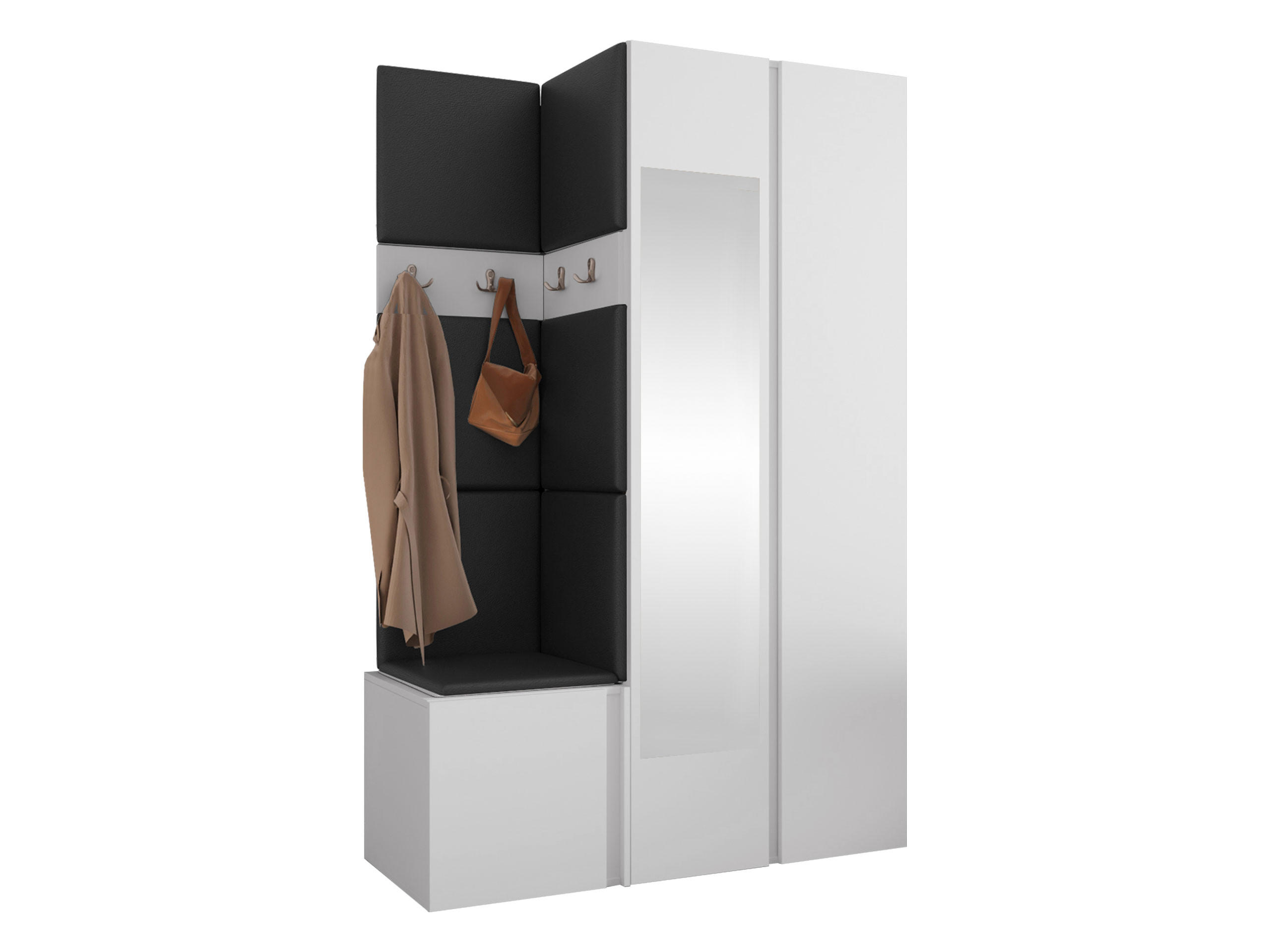 Mirjan24 Garderoben-Set Weiß, Schwarz 116x186x46 cm