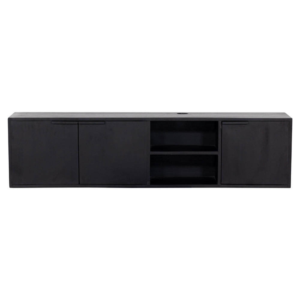 TV-MÖBEL schwebend aus Mangoholz 160cm, schwarz - Schwarz, Metall (160/40/30cm) - Giga Meubel