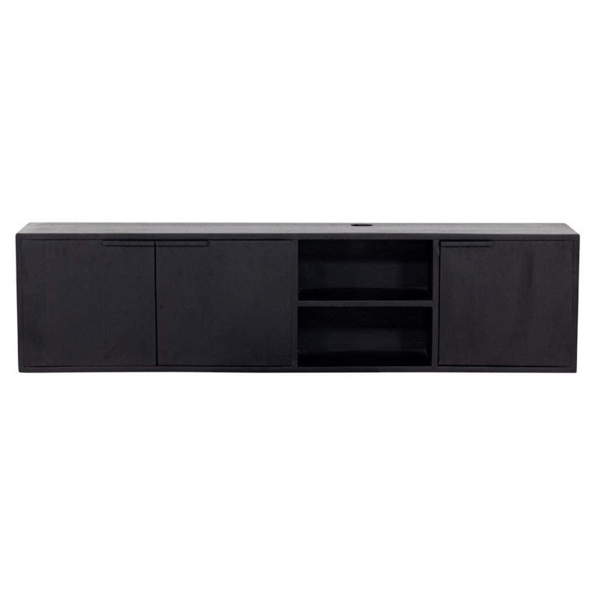 TV-MÖBEL schwebend aus Mangoholz 160cm, schwarz - Schwarz, Metall (160/40/30cm) - Giga Meubel