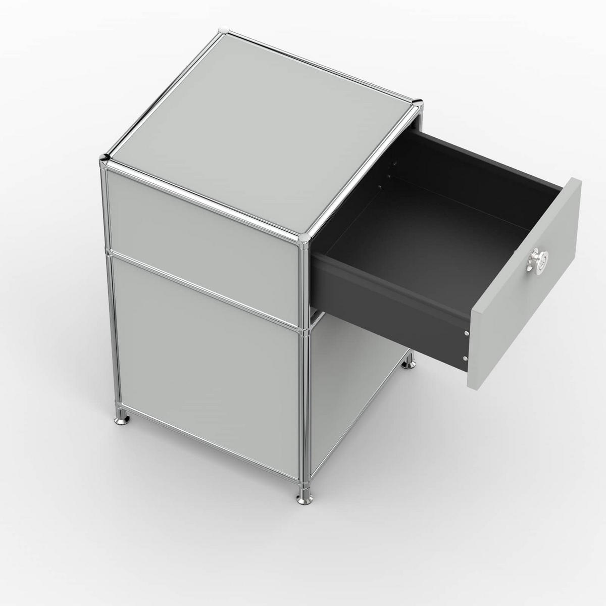BÜRO-STANDCONTAINER, Metall, 40cm, 1 Schublade + 1 Hängeregistratur, Lichtgrau - Chromfarben/Silberfarben, Metall (40/62.7/39.7cm) - Versee