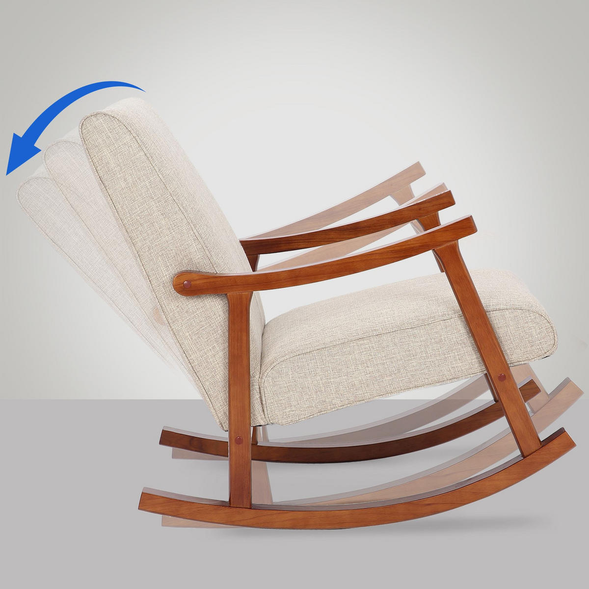 SCHAUKELSTUHL Stoff Creme - Creme, Holz/Textil (67/82/92cm) - CLP