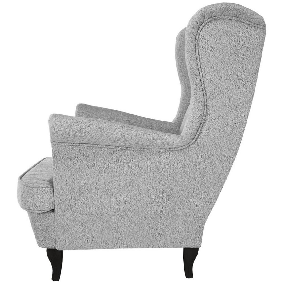CHESTERFIELD-SESSEL Falco hellgrau mit Wenge Holzbeinen - Silberfarben, Holz/Textil (82/102/92cm) - Beautysofa