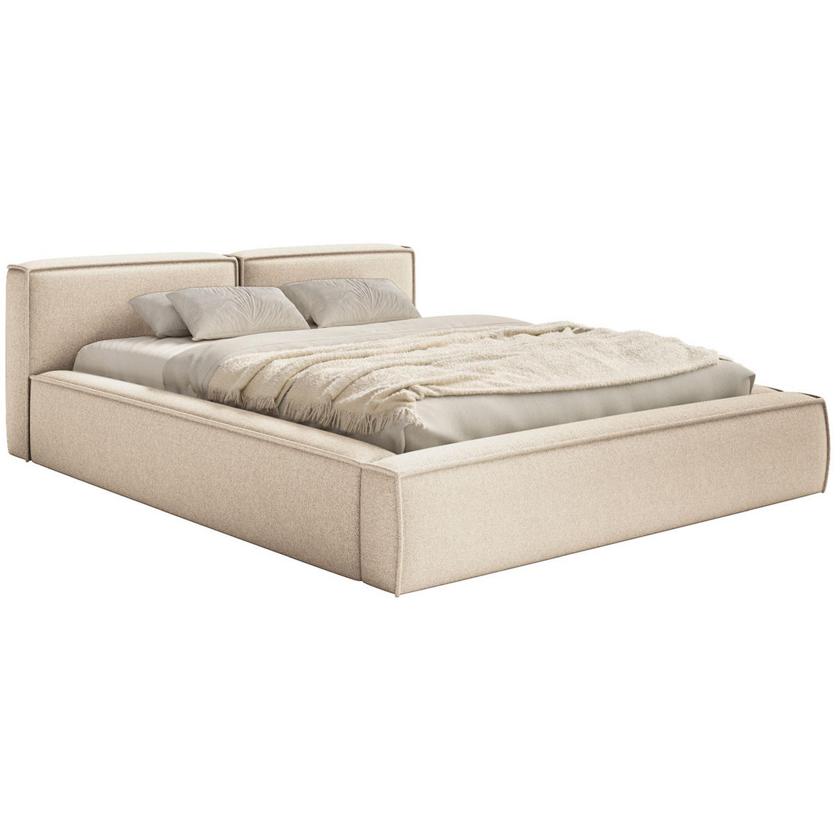 POLSTERBETT Tilves Slim Hellbeige 140x200 cm - Ecru/Schwarz, Kunststoff/Textil (140/200cm) - Selsey