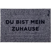 OUTDOOR FUßMATTE "Bruno" mit Spruch "Du bist mein Zuhause" Anthrazit 50 x 75 cm - Schwarz/Dunkelblau, Kunststoff/Textil (50/75cm) - MAD ABOUT MATS