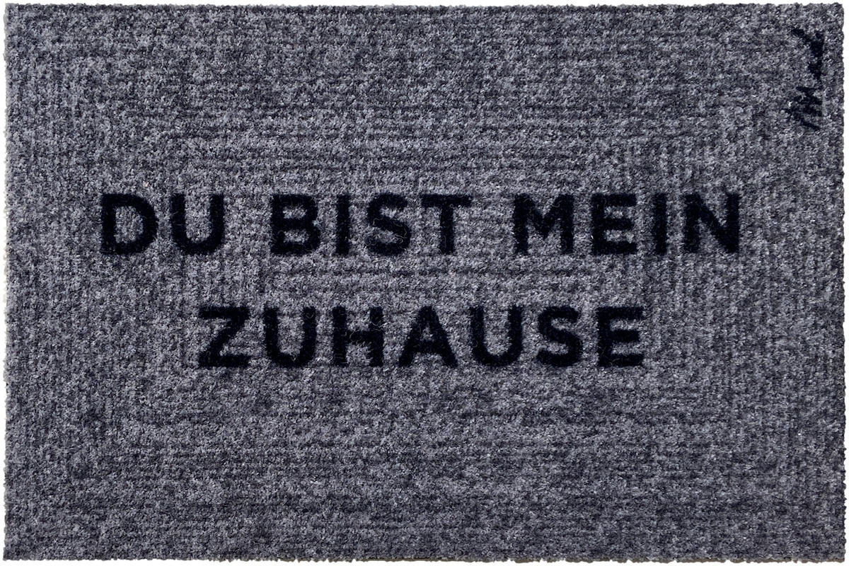OUTDOOR FUßMATTE "Bruno" mit Spruch "Du bist mein Zuhause" Anthrazit 50 x 75 cm - Schwarz/Dunkelblau, Kunststoff/Textil (50/75cm) - MAD ABOUT MATS