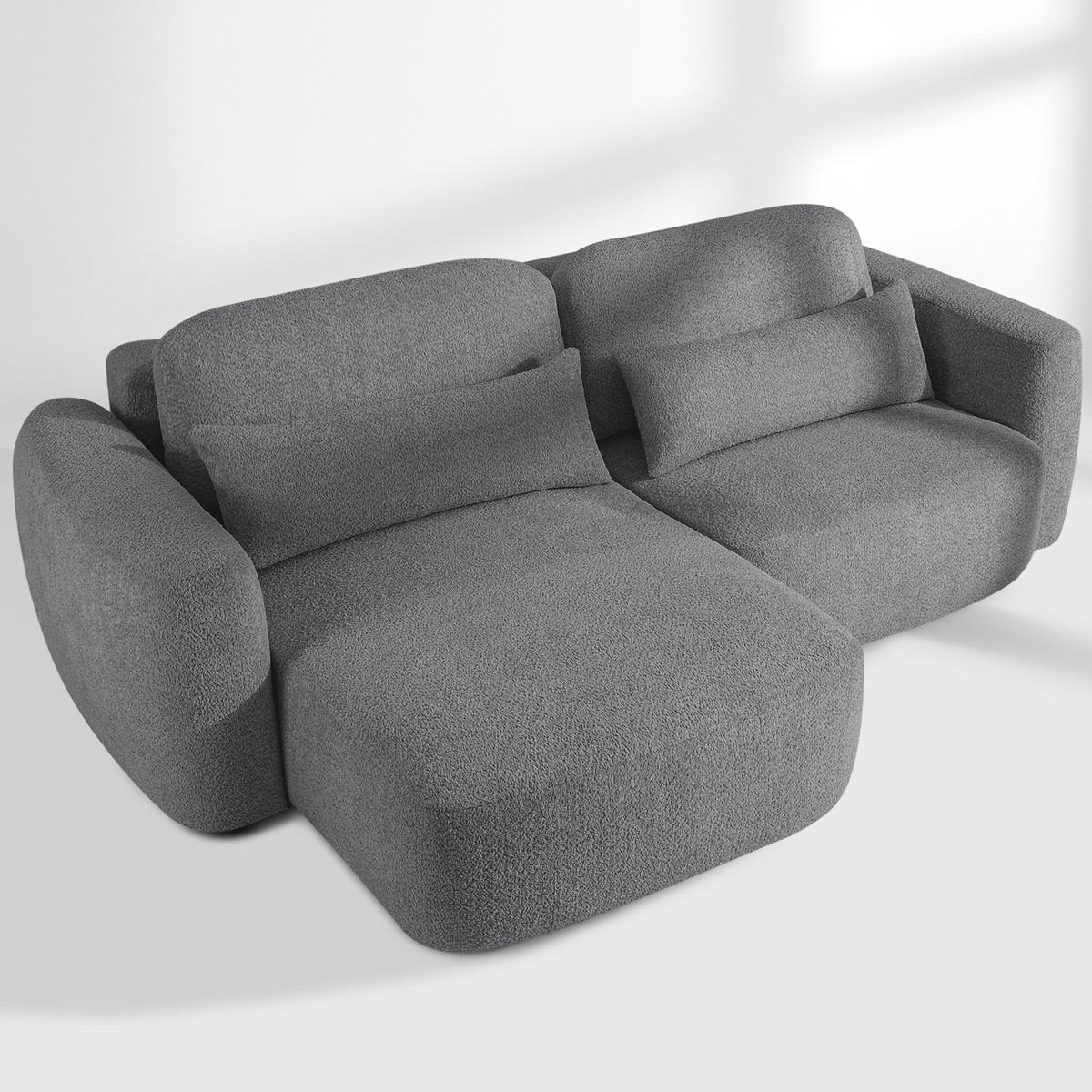 ECKSOFA links ELOSA - Dunkelgrau, Holz/Textil (245/165cm) - KONSIMO®