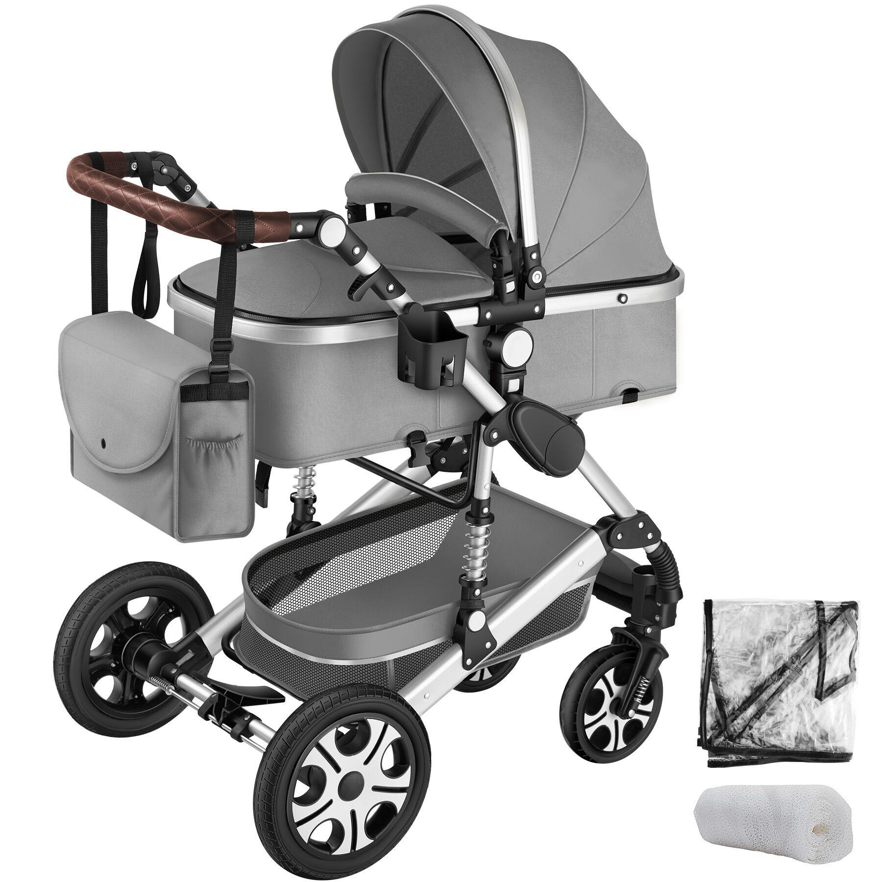 KOMBI-KINDERWAGEN Mats,für 0 bis 36 Monate geeignet, Belastbarkeit 15 kg,grau - Grau, Kunststoff (100/63/120cm) - tectake