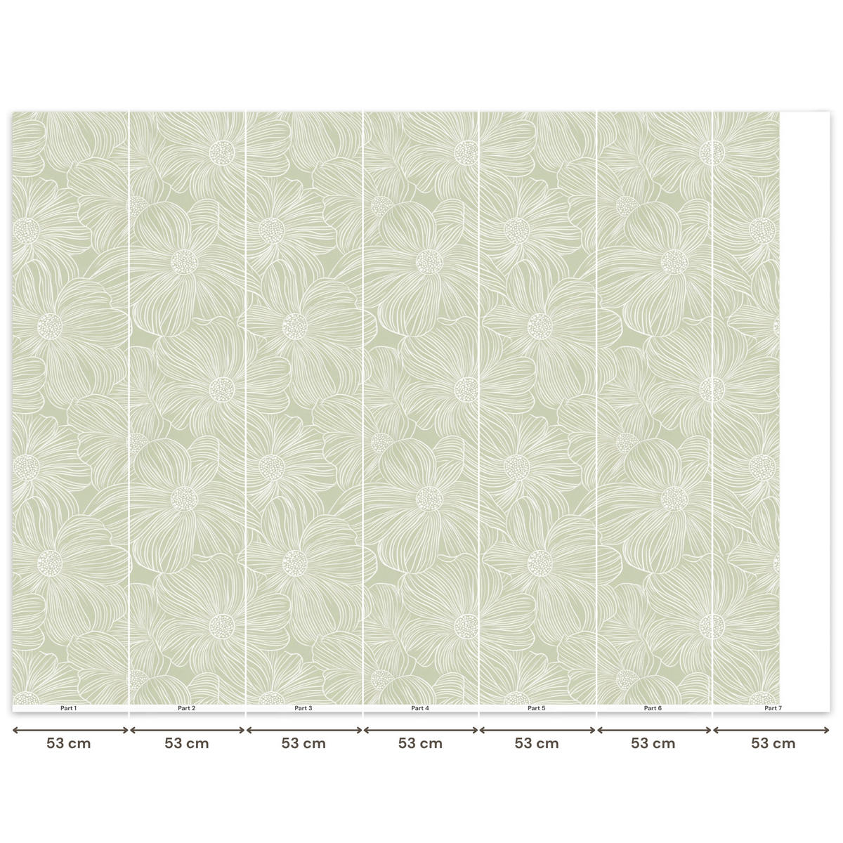 TAPETE - Gelassenheit - Blumen - Grün - 350x280 cm - Salbeigrün, Papier (350/280cm) - OnlyWow