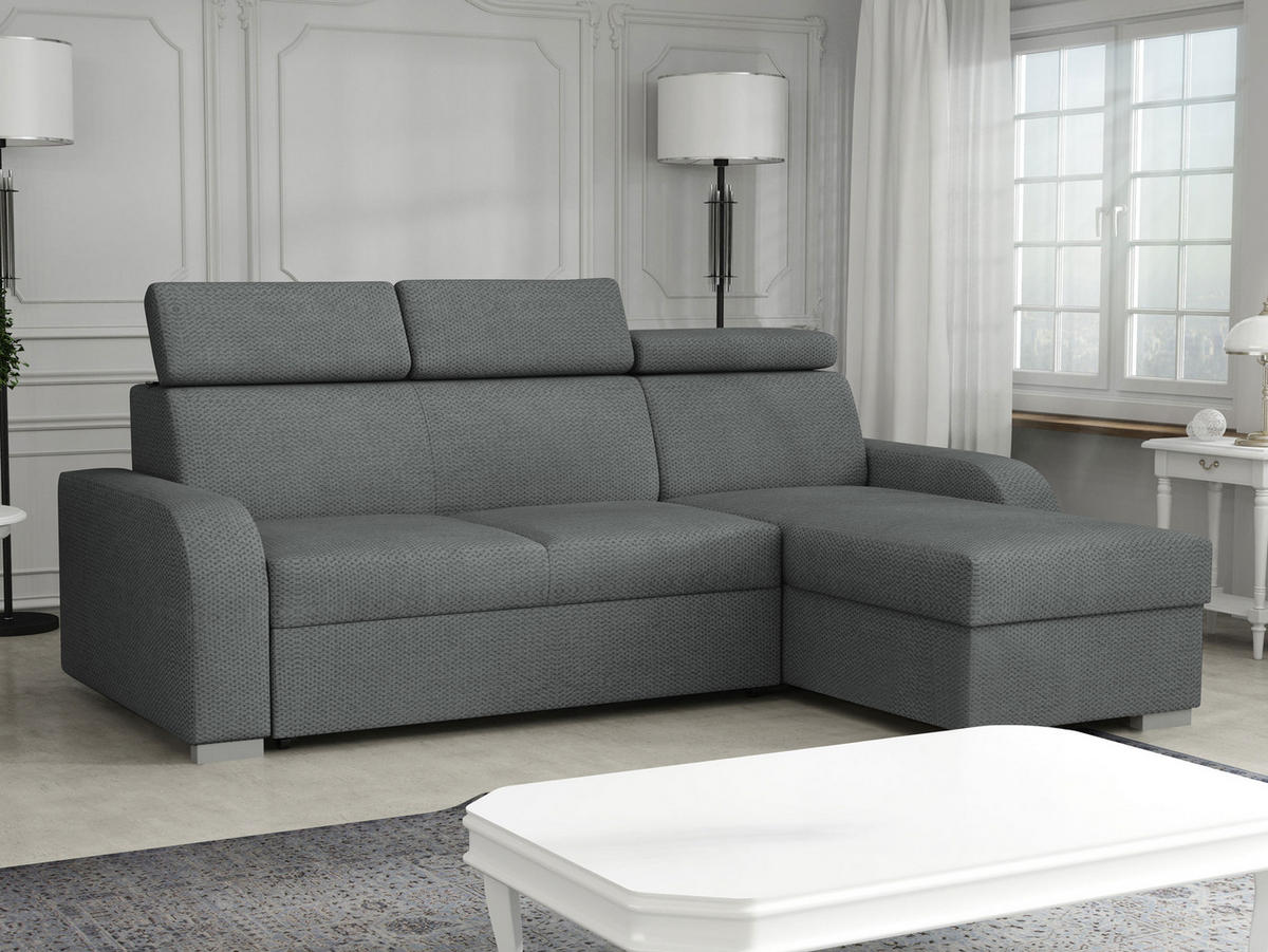 ECKSOFA Oslo 2rLC - Greige/Silberfarben, Holz/Textil (235/170cm) - MIRJAN24