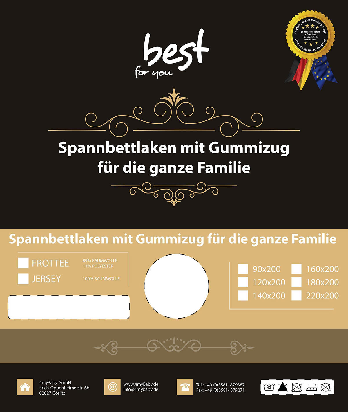 SPANNBETTLAKEN 90/200 cm, Frottee Elastisch 100 % Baumwolle Ecri - Ecru, Textil (90/200cm) - Best For Home