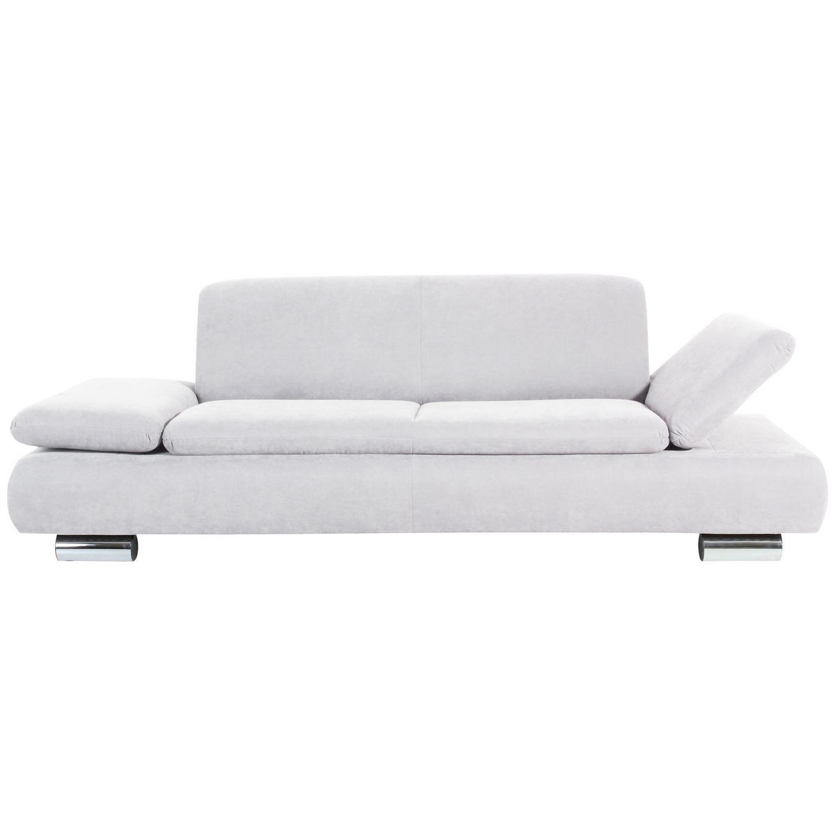 SOFA 2,5-Sitzer Kaye Bezug Veloursstoff Metallfuß verchromt / creme - Weiß, Kunststoff (221/76/90cm) - 58aufmkessel