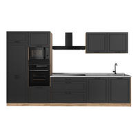 KÜCHENZEILE R-Line, Anthrazit Landhaus/Goldkraft Eiche, 340 cm Arbeitsplatte Marmor - Eichefarben/Anthrazit, Holzwerkstoff (340/206.8/60cm) - Vicco
