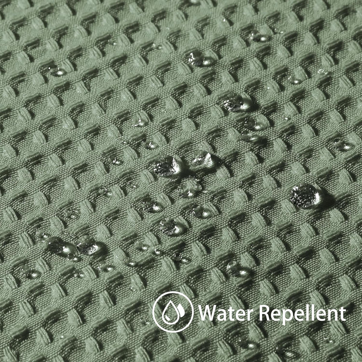 DUSCHVORHANG Grün Waffelstruktur Polyester wasserdicht schimmelresistent mit Ringen - Grün, Textil (182/152cm) - MCBOSON