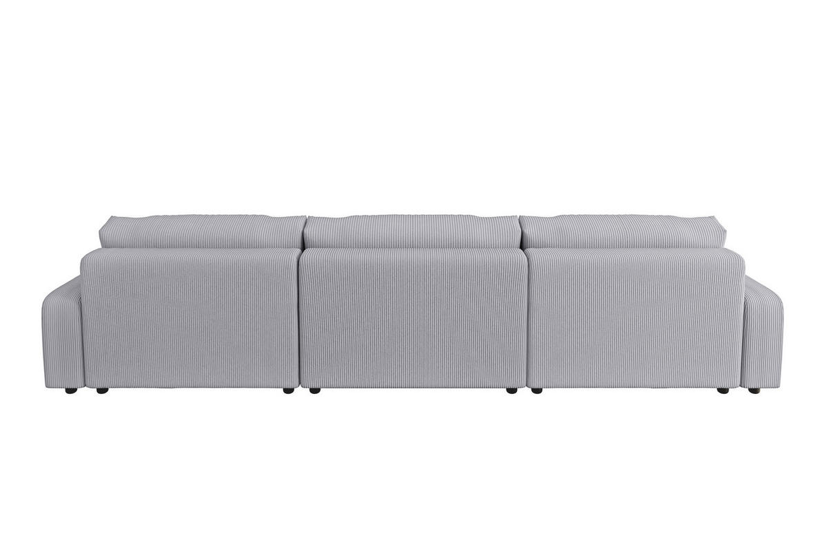 WOHNLANDSCHAFT Emma Hellgrau Cord - Hellgrau/Schwarz, Holz/Kunststoff (332/170cm) - S-Style Möbel