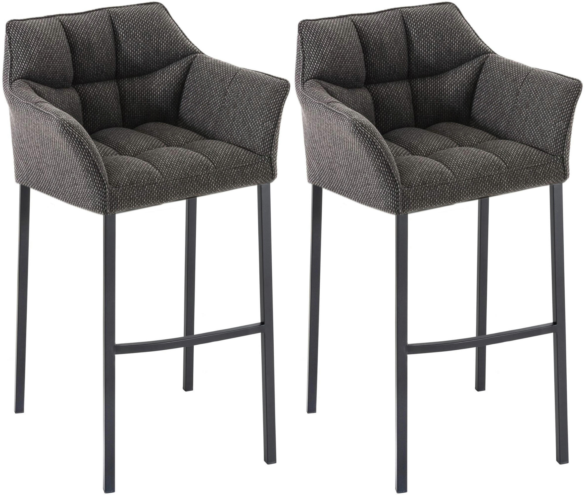 BARHOCKER 2er Set Stoff titangrau - Graubraun/Schwarz, Textil/Metall (64/110/48cm) - CLP