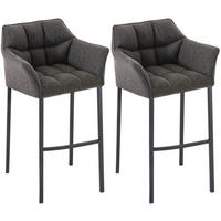 BARHOCKER 2er Set Stoff titangrau - Graubraun/Schwarz, Textil/Metall (64/110/48cm) - CLP