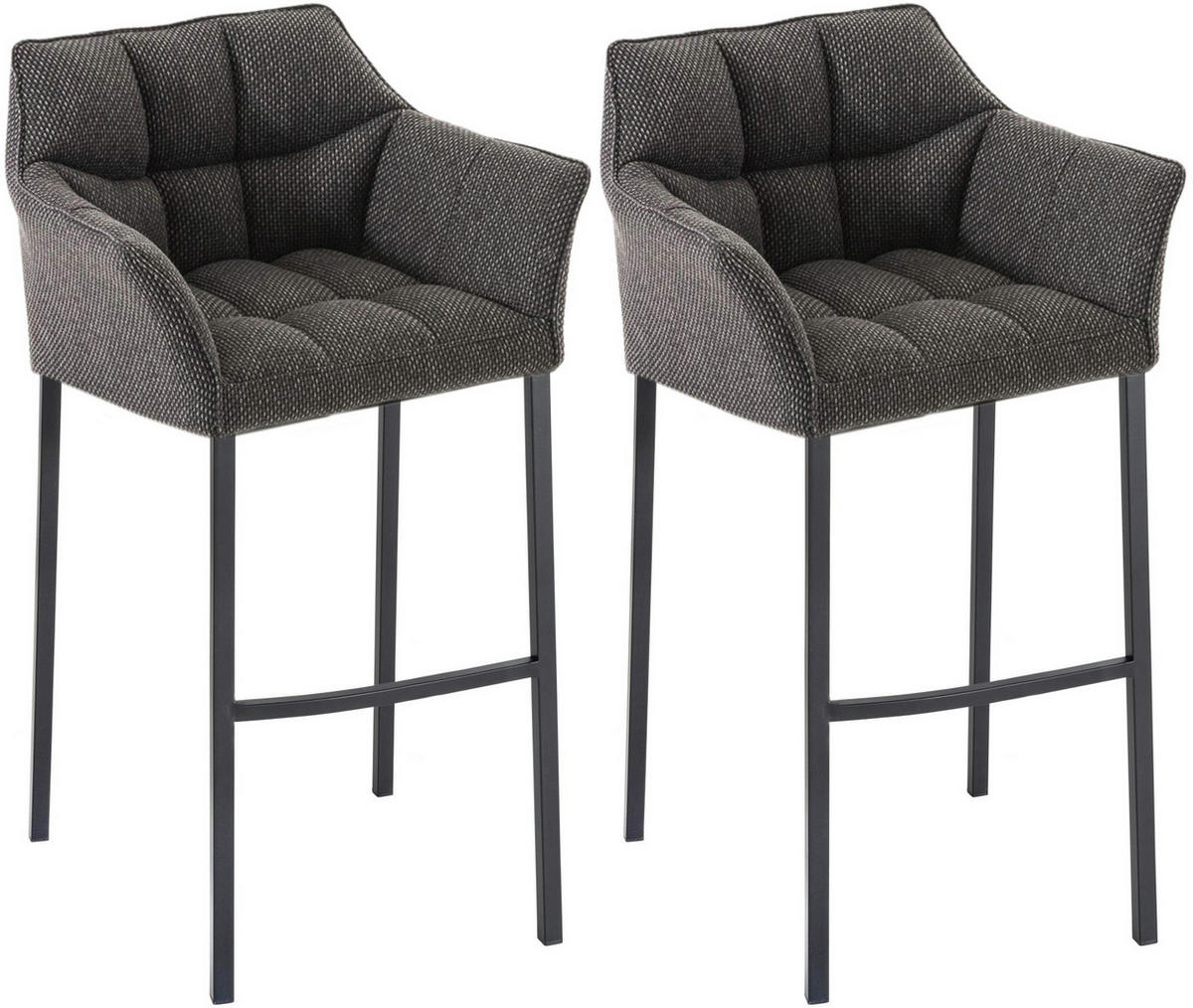 BARHOCKER 2er Set Stoff titangrau - Graubraun/Schwarz, Textil/Metall (64/110/48cm) - CLP