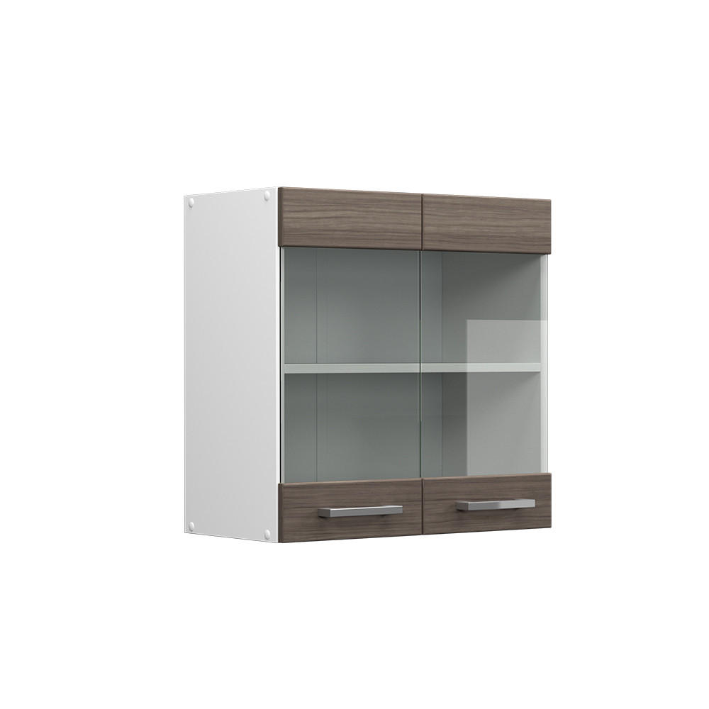 KÜCHENGLASSCHRANK R-Line Grau 60 cm - Weiß/Braun, Holzwerkstoff (60/60/31cm) - Vicco