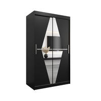 SCHWEBETÜRENSCHRANK 200/120/62 2-türig - Silberfarben/Schwarz, Holz/Kunststoff (120/200/62cm) - MÖBEL KRYSPOL