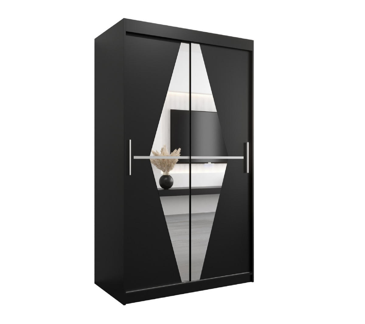 SCHWEBETÜRENSCHRANK 200/120/62 2-türig - Silberfarben/Schwarz, Holz/Kunststoff (120/200/62cm) - MÖBEL KRYSPOL