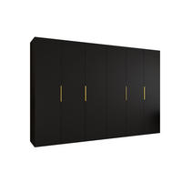 DREHTÜRENSCHRANK 202/300/52 6-türig - Goldfarben/Schwarz, Holz (300/202/52cm) - MÖBEL KRYSPOL